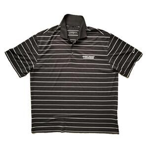 Nike Men’s XL Golf Polo Shirt Black & White Stripe West Point Lacrosse Dri-FIT